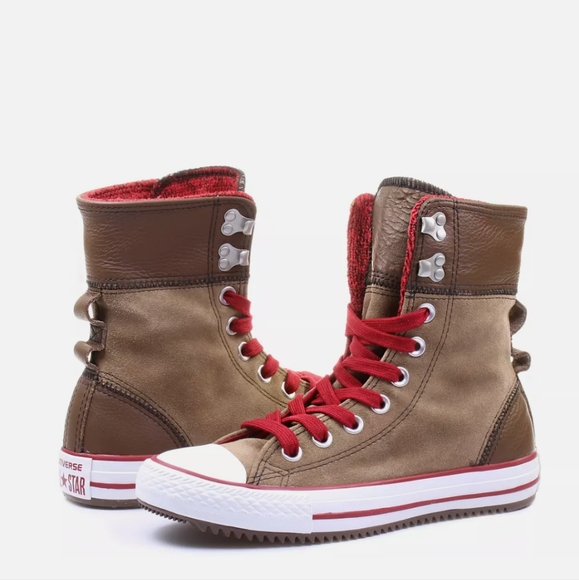 Converse Shoes - Converse Elsie Leather Roll Down High Tops Women's Size 7